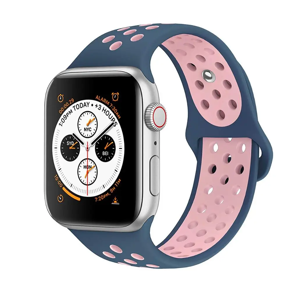 15 Ремешок для наручных часов Apple Watch 4 3/2/1 30 color38MM 40 мм Силиконовые из дышащего материала для наручных часов iWatch, сменный ремешок Спортивная петля серии 4 42 мм 44 мм - Цвет ремешка: 15
