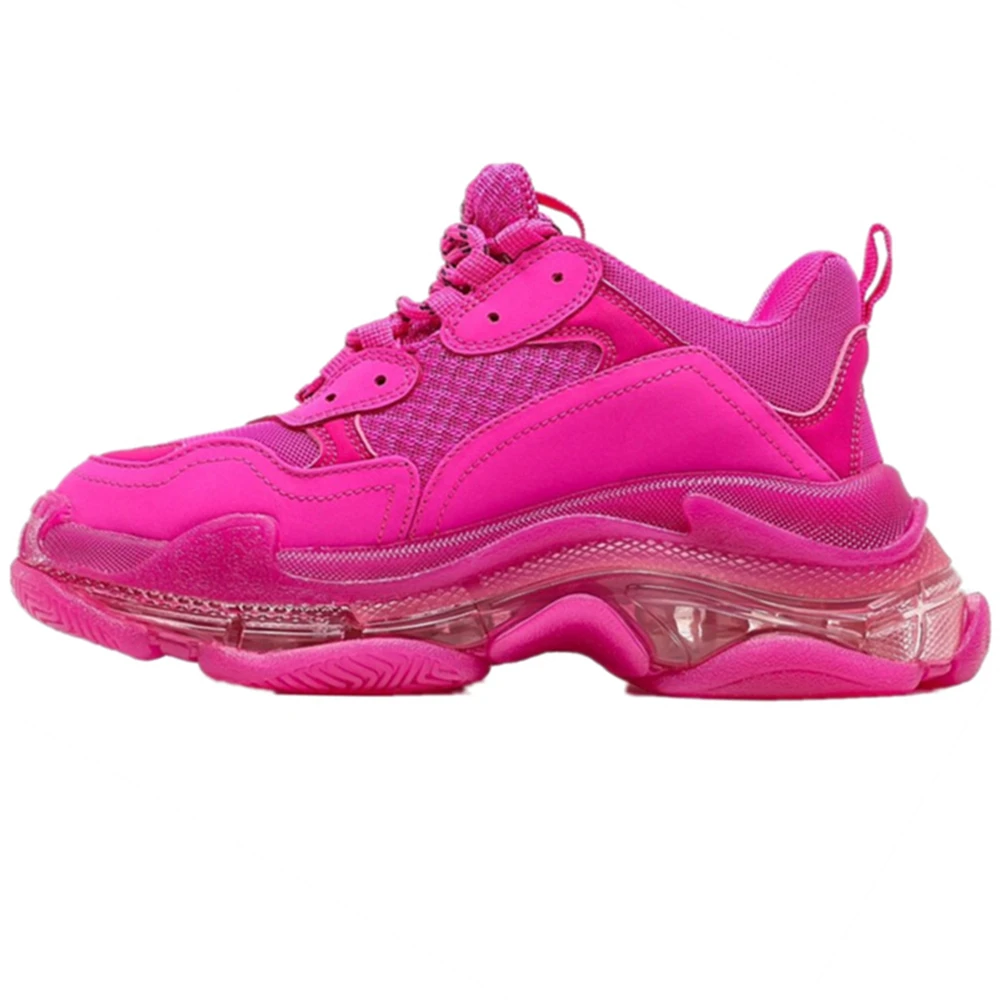 

New Clear Sole Paris Triple S Fashion Platform Shoes FW Triple Beige Green Neon Yellow Balck White Gym Red Blue Party Men Womens