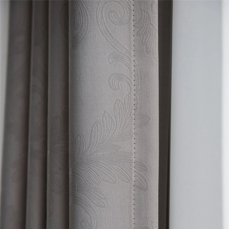 Занавески для спальни плотные серые с 3d-гравировкой JS266C | Дом и сад