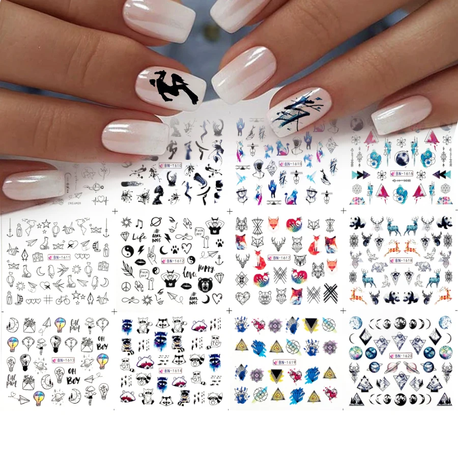 12 шт. абстрактные переводки для ногтей|Стикеры и наклейки| |