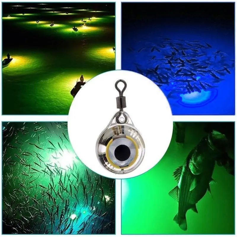 

3pcs Mini Fishing Lure Light LED Deep Drop Underwater Eye Shape Fishing Squid Fishing Bait Luminous Lure For Attracting Fish