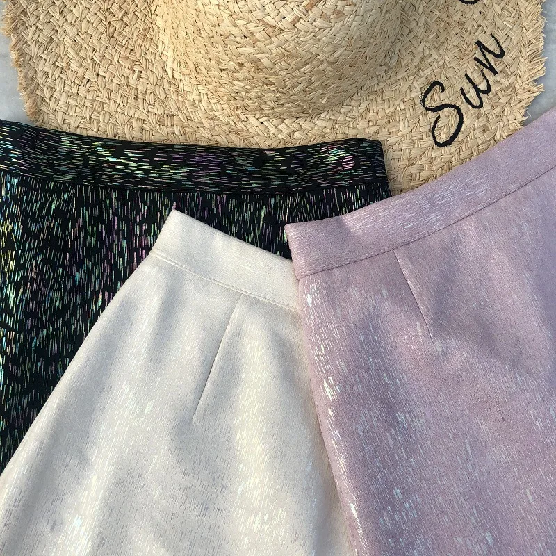 2020 зима и осень Новое поступление корейский стиль Женская яркая шелковая юбка из