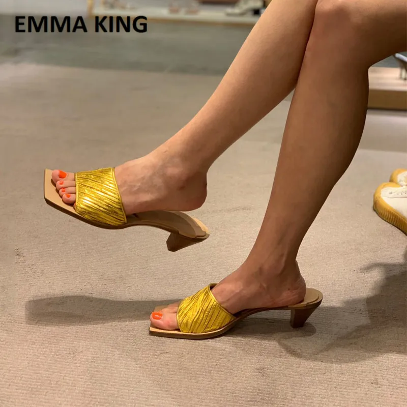 EMMA KING/женские летние тапочки ручной работы на плоской подошве брендовые