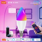 Умная Светодиодная лампа Tuya с Wi-Fi, E14, RGB, CW, WW, 85-265 в