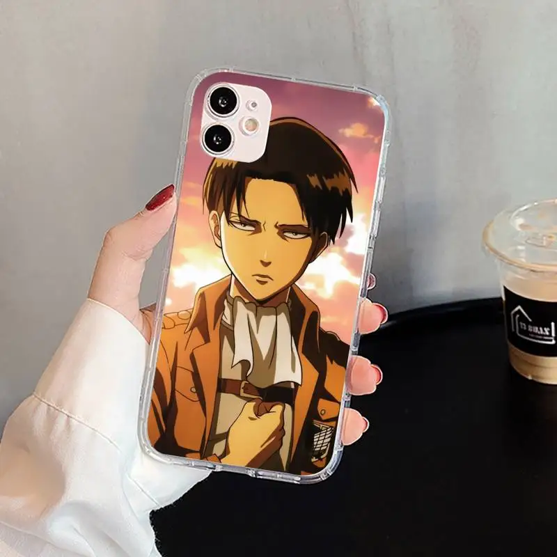 

Attack on Titan Levi Ackerman Phone Case For iphone 5s 6 7 8 11 12 plus xsmax xr pro mini se Transparent Cover Fundas Coque
