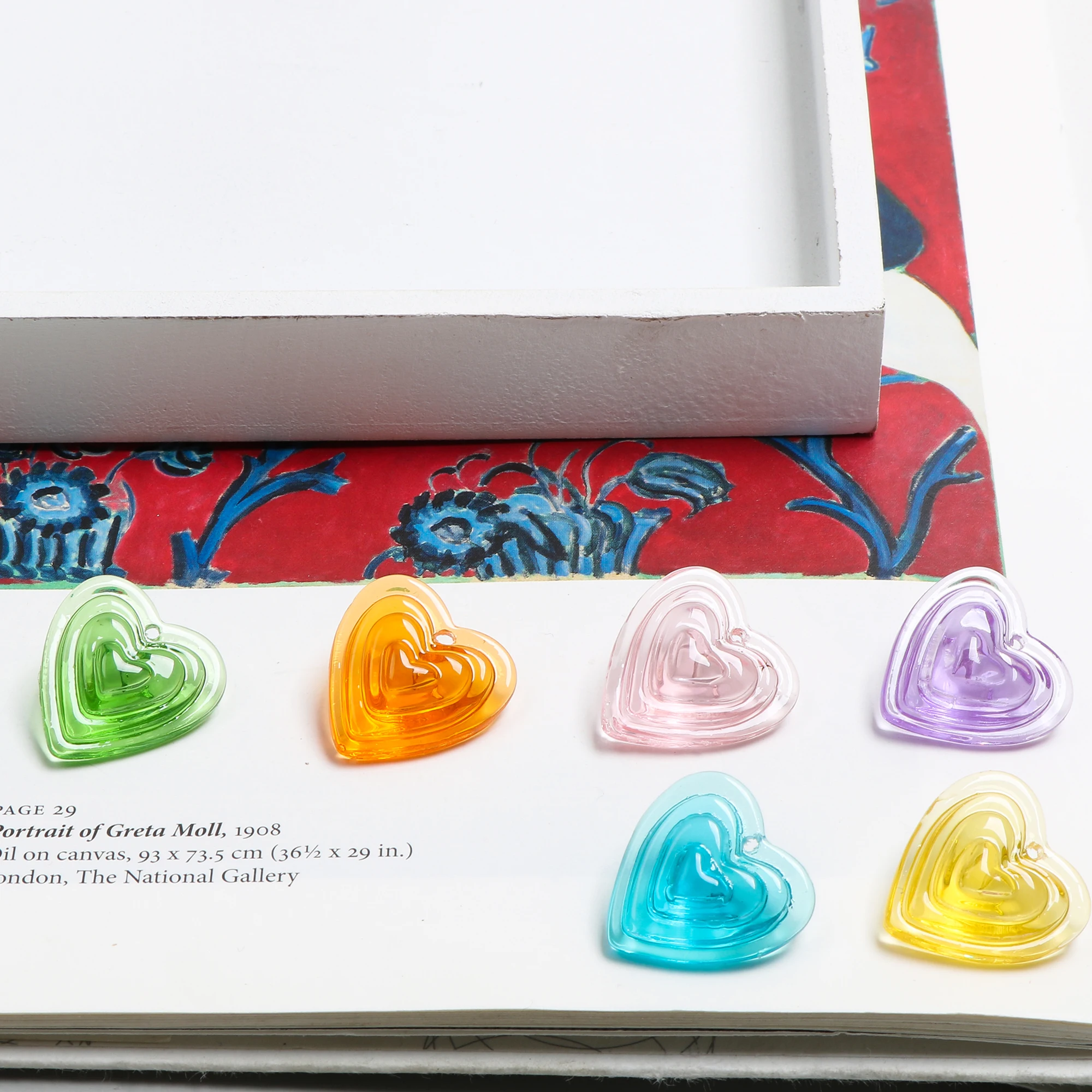 Цветная прозрачная трехмерная подвеска в виде сердца персика смолы сделай сам