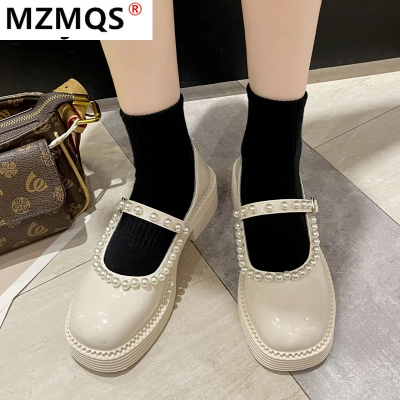 

Women's Shoes New Casual Shoes Spring 2021 Fashion Solid Rubber Shallow Slip-On Mary Janes Buckle Square Toe Zapatos De Mujer