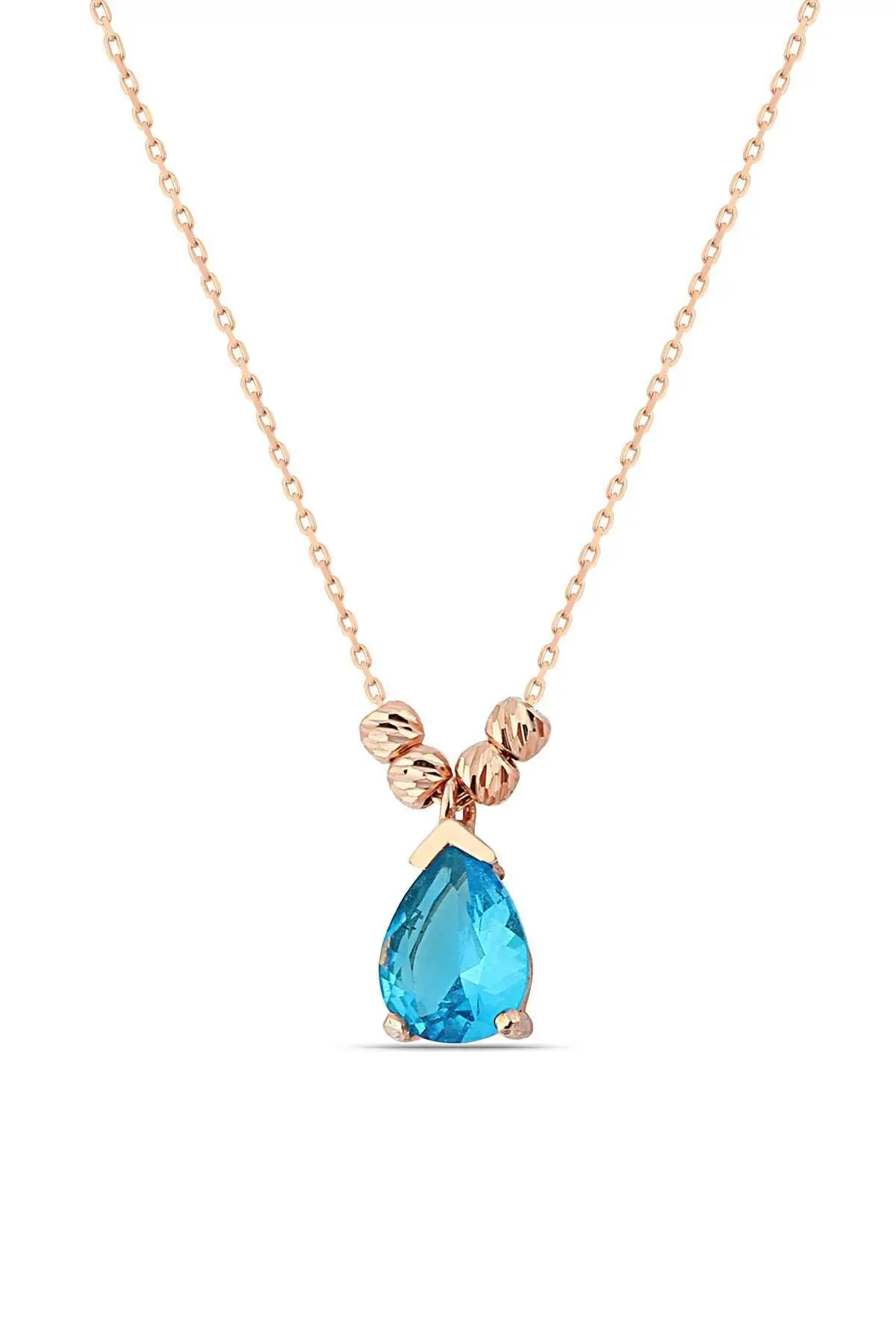 

Women's 925 Sterling Silver Zircon Blue Drop Stone Drop Necklace