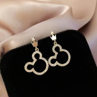 cute bear earrings dangle crown crystals mouse anime earring pendant 2022 gift charm for woman luxury korean jewelry wholesale