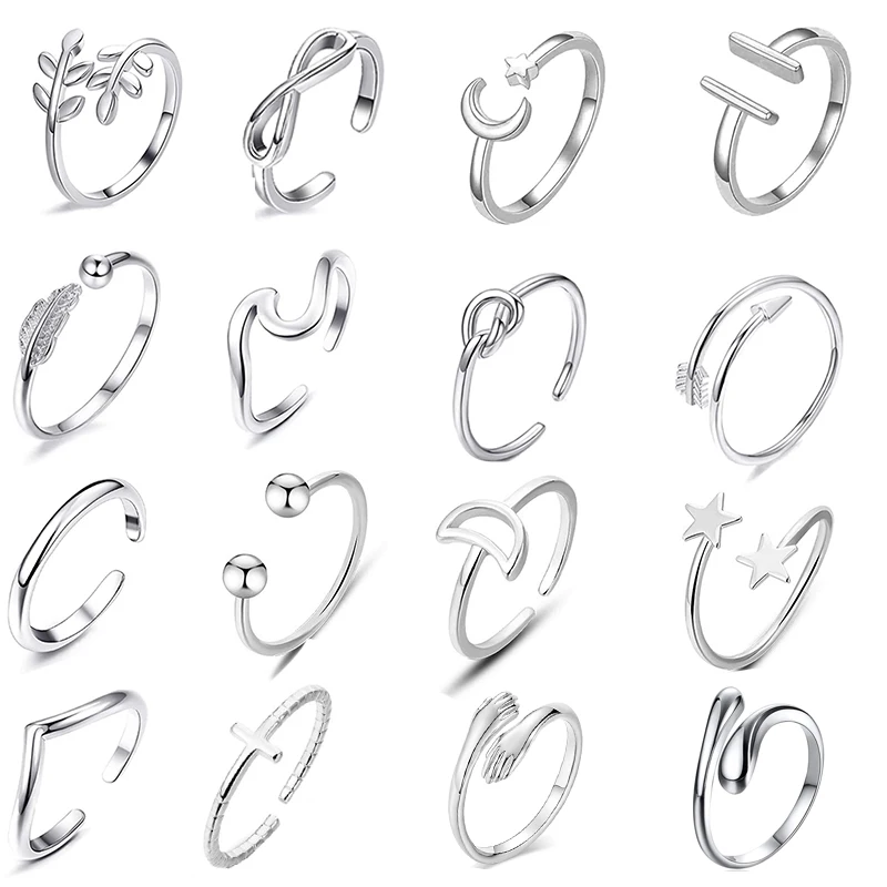 Открытые Регулируемые кольца для женщин изящные укладываемые с узлом и волной