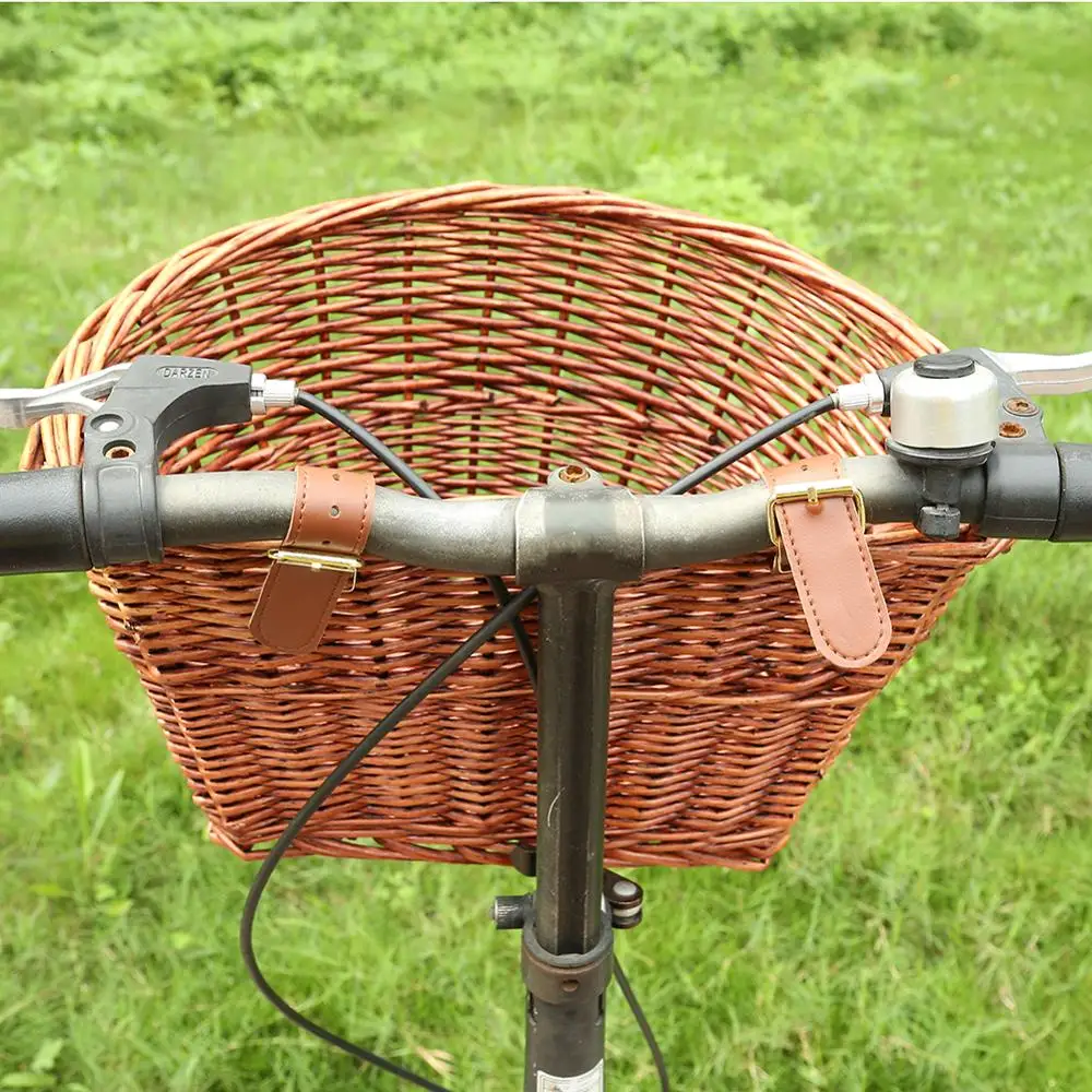 Прочная ротанговая велосипедная корзина сумка на руль велосипеда практичный