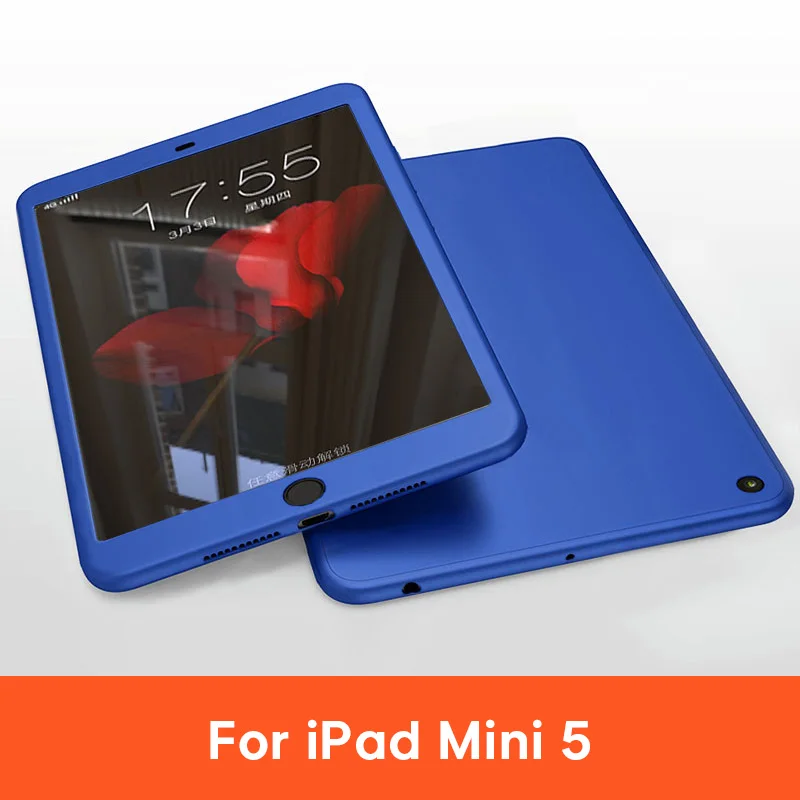 New iPad mini 5 NV Чехол для iPad Air 1 2 3 iPad mini 4 5 для iPad Pro 10,5 силиконовый 360 всего тела крышка+ Стекло для iPad 9,7 5th 6th чехол - Цвет: New iPad mini 5 NV