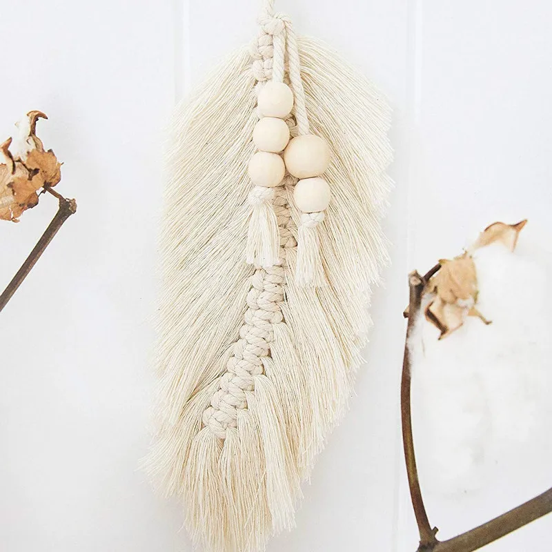 Macrame Leaf Wall Hanging Boho Home Decor Feather Fringed Tapestry Mandala Wedding Hanger Headboard Mexican Decoration | Дом и сад