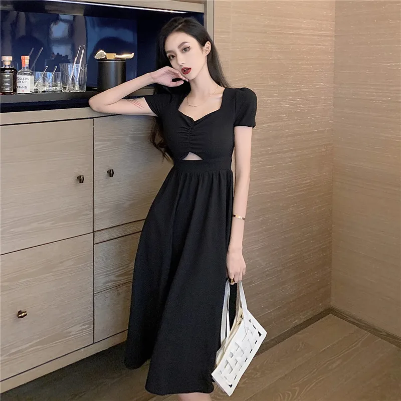 Новинка 2021 летнее модное повседневное соблазнительное черное ажурное платье с