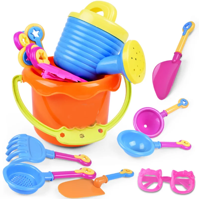 

9 Pcs/set Sun Beach Bucket Children Play Sunglasses Colorful Toys Summer Water Tools Funny Game Sand Toys for Baby Kids New