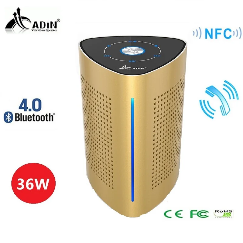 36 Вт портативный динамик NFC Беспроводной с вибрацией и bluetooth динамик s ADIN V8 золотой черный резонансный стерео 3D HiFi сенсорный сабвуфер микрофон