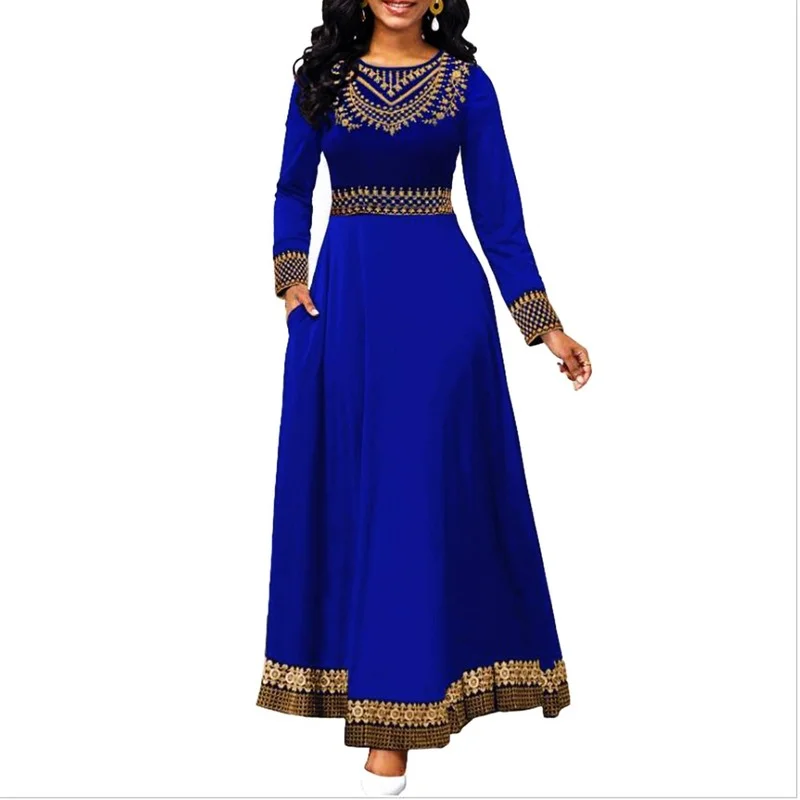 

Plus Size Women's Dress 2021 Elegant Vintage Print Evening Long Party Dress Casual Dresses High Waist Ball Gown Maxi Dresses