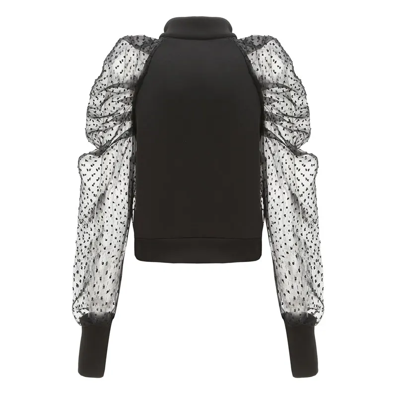 Женская полупрозрачная куртка с воротником-стойкой элегантная однотонная на