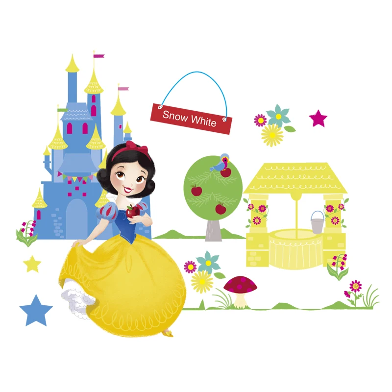 Disney Белоснежка Принцесса настенные наклейки детские комнаты мультяшное украшение для дома 20*30 см настенные наклейки ПВХ художественная Мураль Сделай Сам обои - Цвет: A022-P