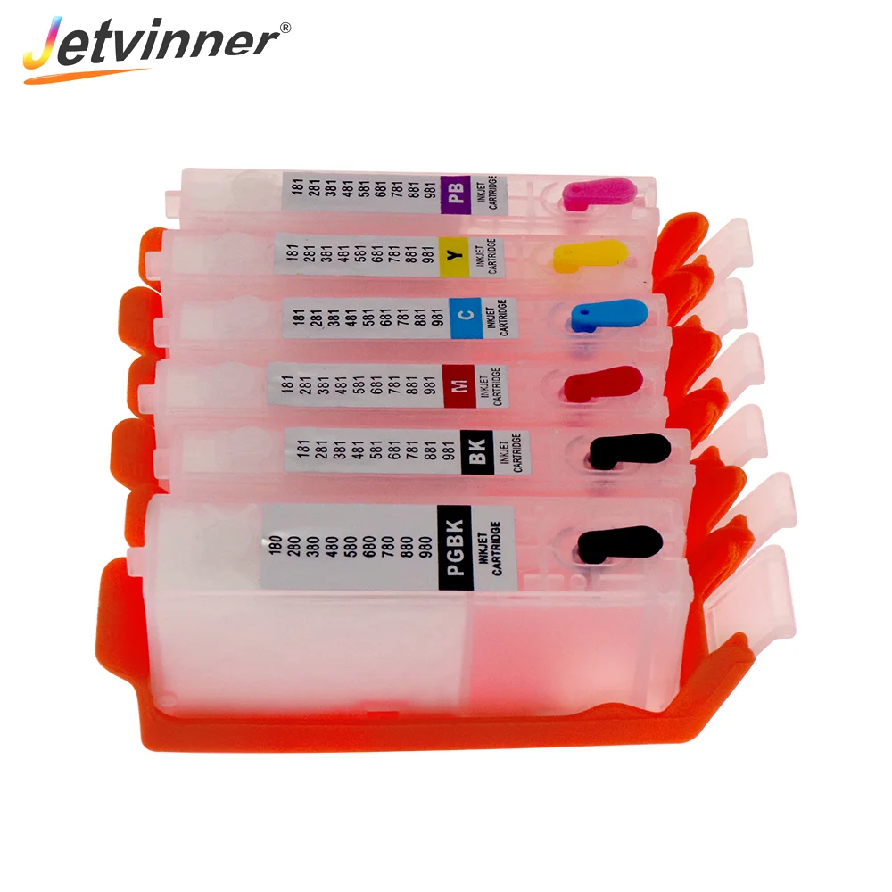 Jetvinner 6-цветный PGI 280 CLI 281 XXL многоразовый картридж для принтера Canon PIXMA TS8120 TS9120 TS8320 с