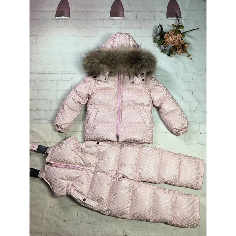 Розовый Одежда для малышей зимний комбинезон, зимний костюм детский пуховик водонепроницаемое пальто с капюшоном для улицы теплый зимний комбинезон высокого качества до-30 ° - Цвет: Розовый