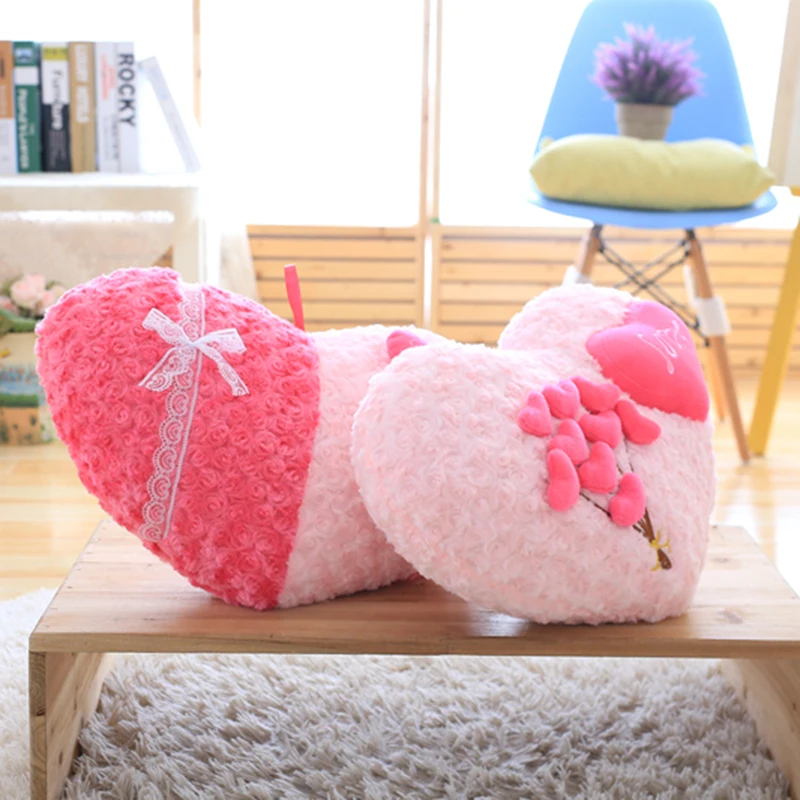 

48cm Pink Love Rose Plush Cute Pillow Stuffed Animals Birthday Girlfriend Valentines's D Gift Pillow Dolls poduszki dekoracyjne