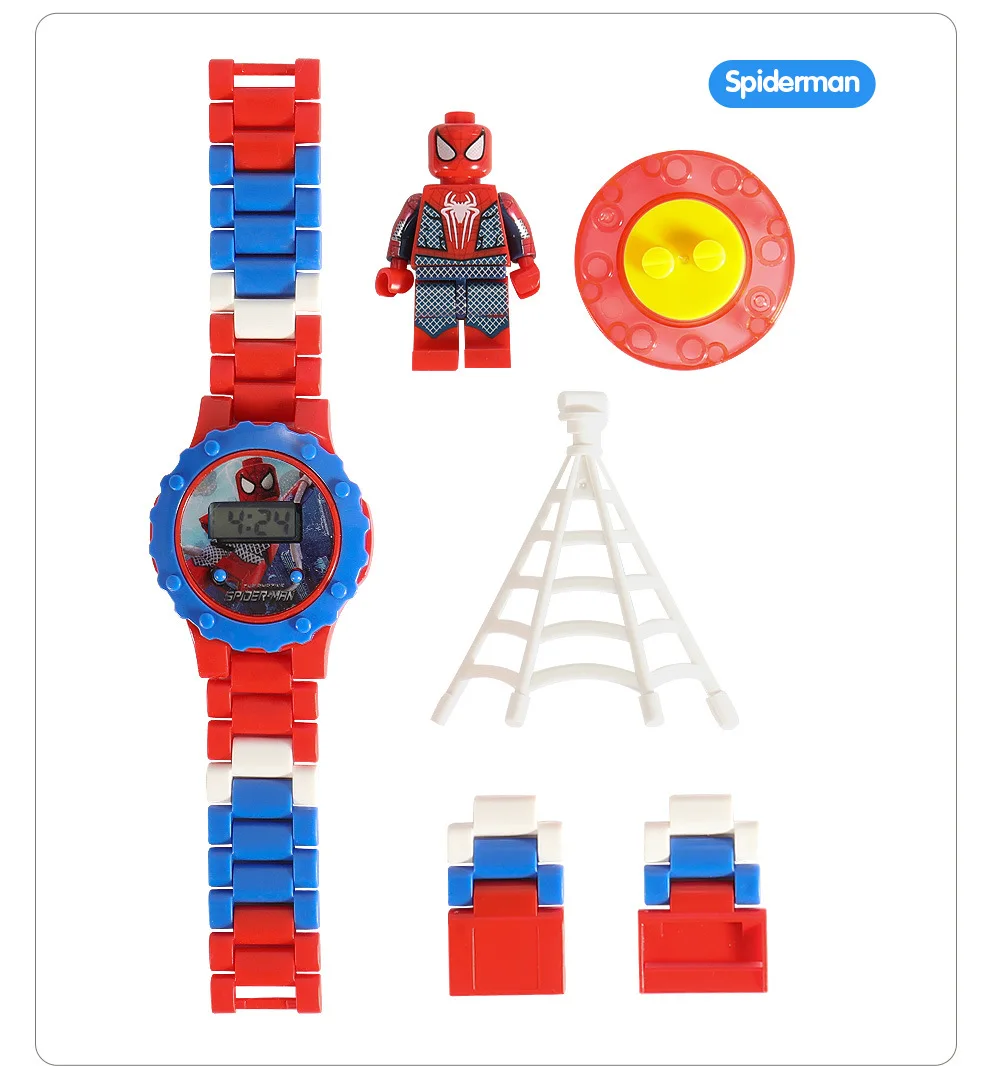 Детские часы с супергероями конструкторские Ninjagoed Marvel Мстители совместимые Legoed