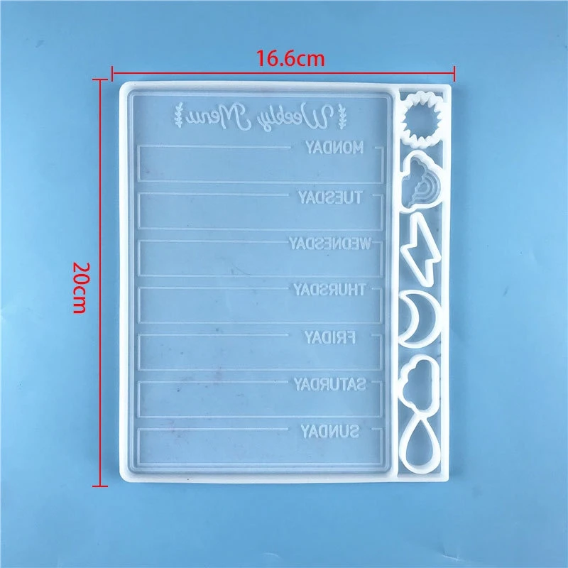 Kit de moldes de silicona para planificador semanal, bonito Bloc de notas con calendario mensual, molde de resina, 2 uds.-4