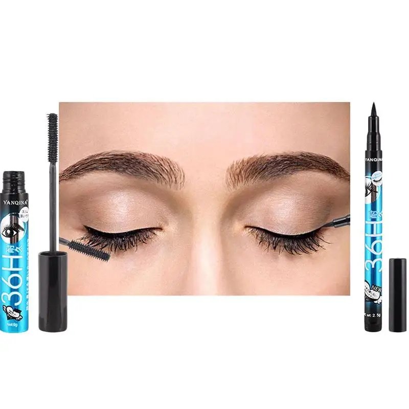 2 в 1 4d Шелкового волокна для удлинения ресниц тушь Макияж комплект