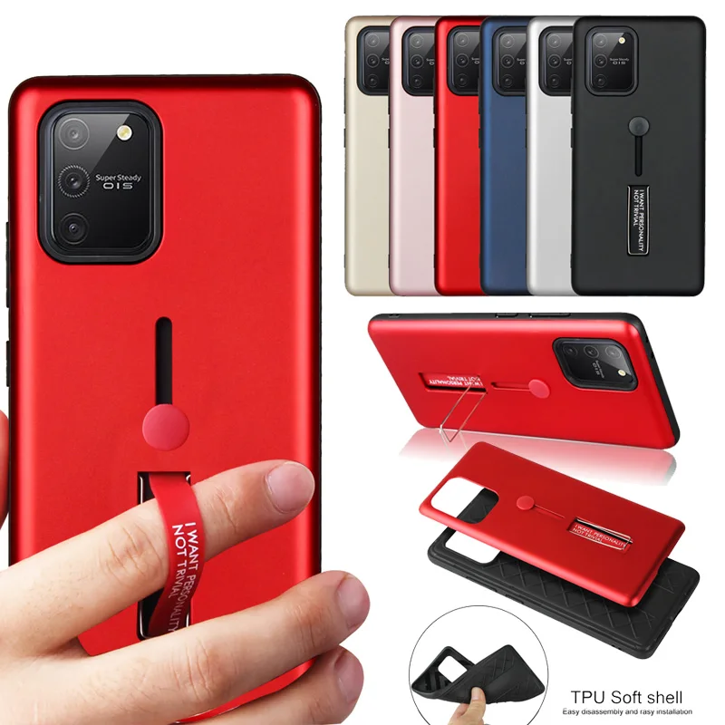 Сплошной цвет 2 в 1 ТПУ + PC петля кольцо чехол для Samsung Galaxy S20 Plus скрыть палец