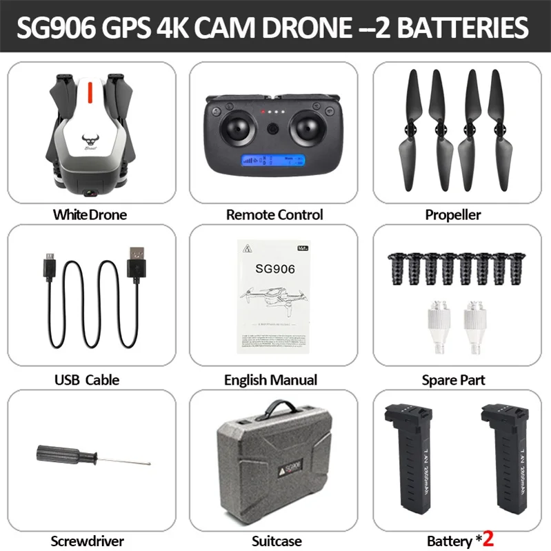 white 2B SG906 мини-Дрон gps 5G Wi-Fi FPV RC zangao Selfie 4 K бесщеточный Дрон com Câmera HD RC Квадрокоптер dobravel Dron VS VISUO XS809 - Цвет: white 2B