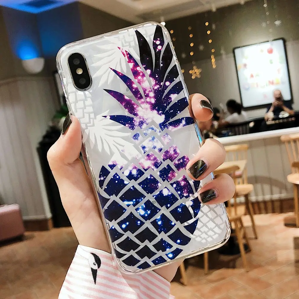 LAPOPNUT Silicone Pineapple Soft Clear Case for IPhone 11 Pro Xr X Xs Max 8 7 6S Plus 6 5 5S SE 2020 Fruit Slim Shockproof Cover |