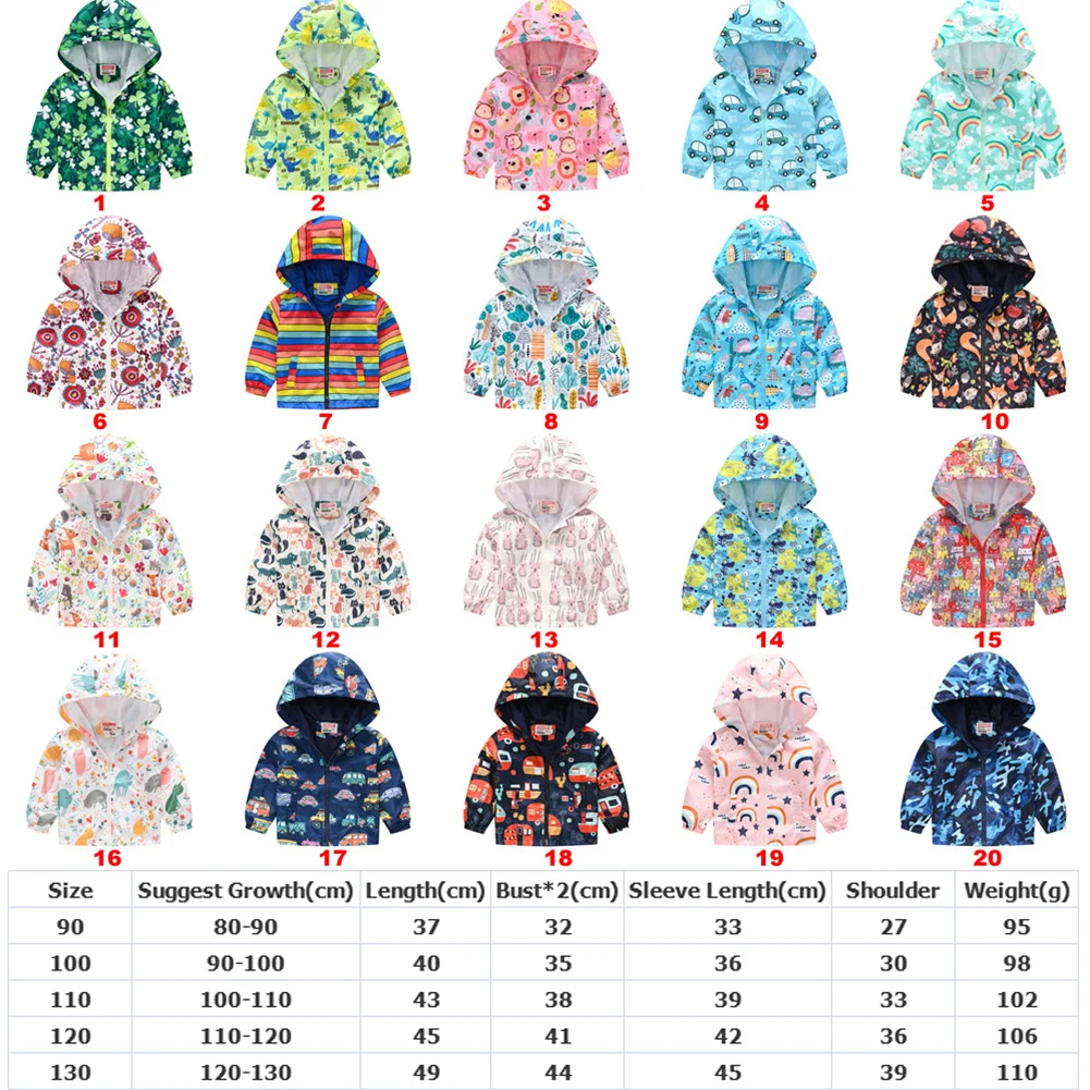 

2021 New Spring Autumn Fashion Print Boys And Girls Jackets Children Hooded Zipper Windbreaker Coat Infant Waterproof Hoodies