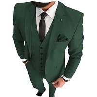 Dark Green Wedding Tuxedos 2021 Groom Suits Groomsmen Best Man For Man Prom Suits (Jacket+ Vest Pants +Tie) Tailor Made Suit