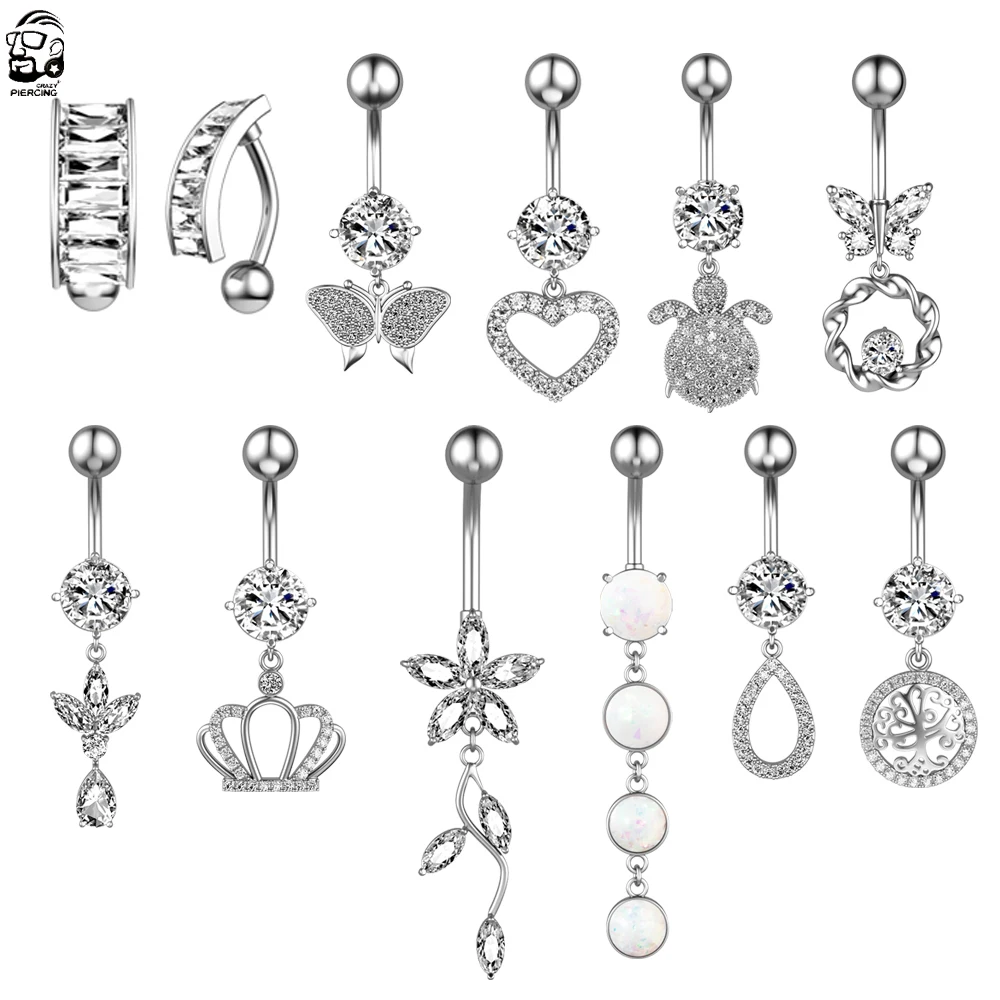 Кольцо для пупка с животным 14 г из хирургической стали