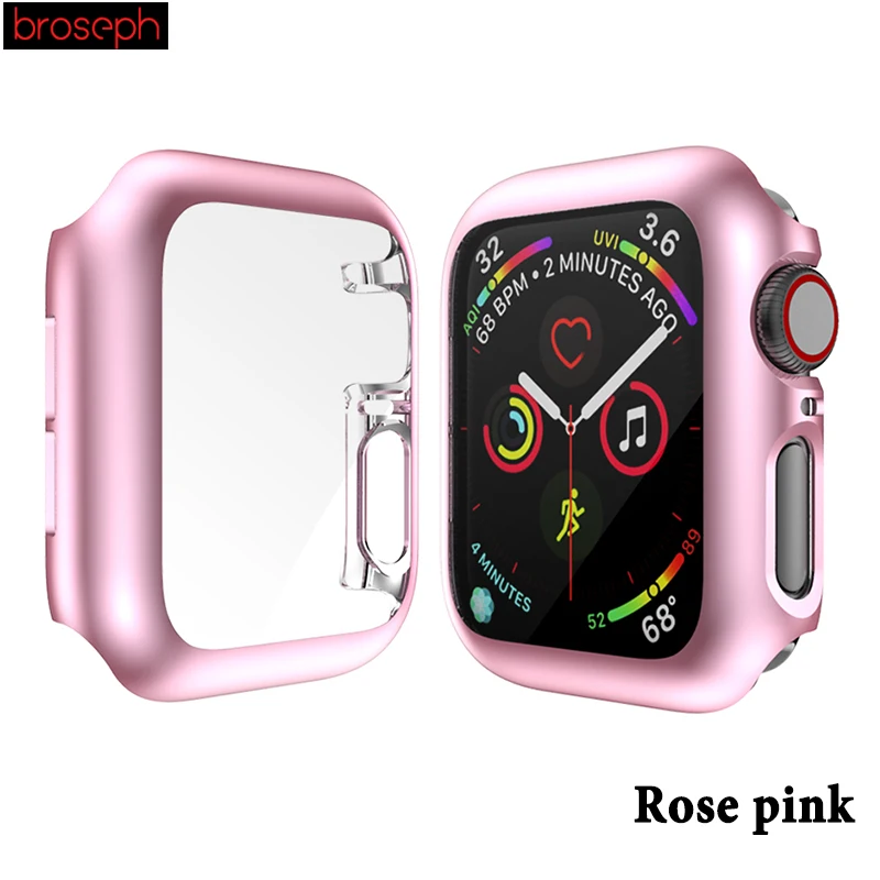 Rose pink Чехол для экрана для Apple Watch Band Series 4 iWatch Band 44 мм 40 мм покрытие полное покрытие корпус бампер часы аксессуары - Цвет: Rose pink
