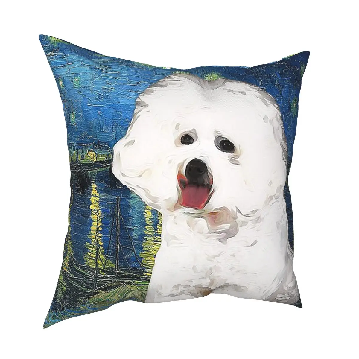 

Наволочка Bichon Frise Van Gogh с изображением звездной ночи, домашний декор, подушки для собак, подушка для дивана, Полиэстеровая двухсторонняя печа...