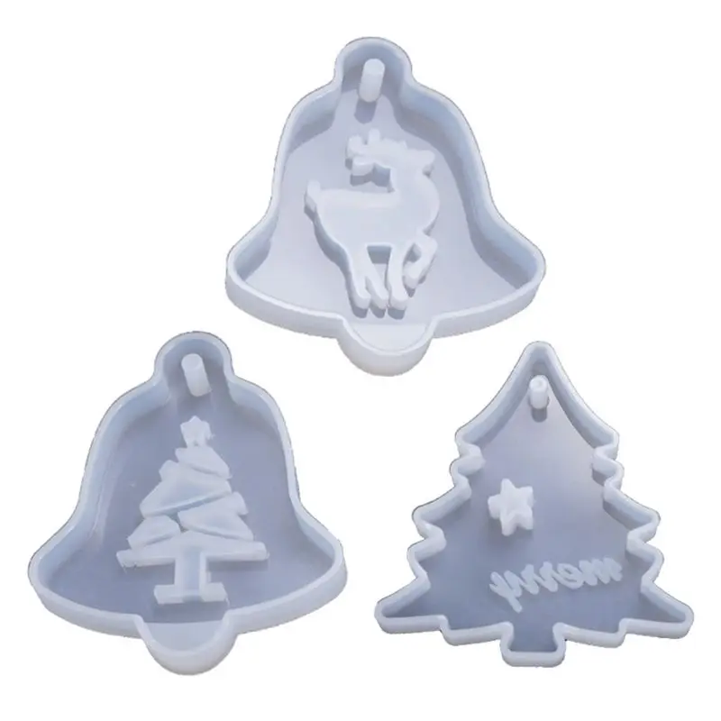 

Crystal Epoxy Resin Mold Christmas Tree Elk Pendant Casting Silicone Mould DIY