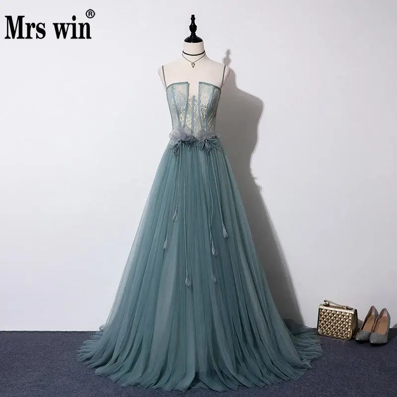 Evening Dress 2019 The Party Prom Floor-length Spaghetti Strap Vintage Dresses Luxury Lace |