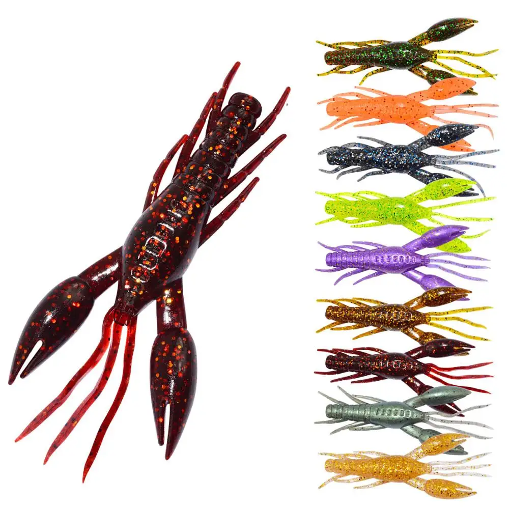 

4pcs/lot Curl Worm Soft Bait 80mm 5.5g Jig Wobbler Artificial shrimp odor With salt Rubber Bass Fishing Lure Swimbait 9 Colors