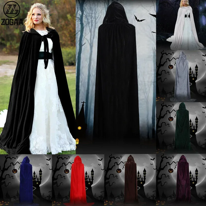 

ZOGAA Women Cloak High Quality Female Hooded Maxi Medieval Witchcraft Cape Cosplay Costume