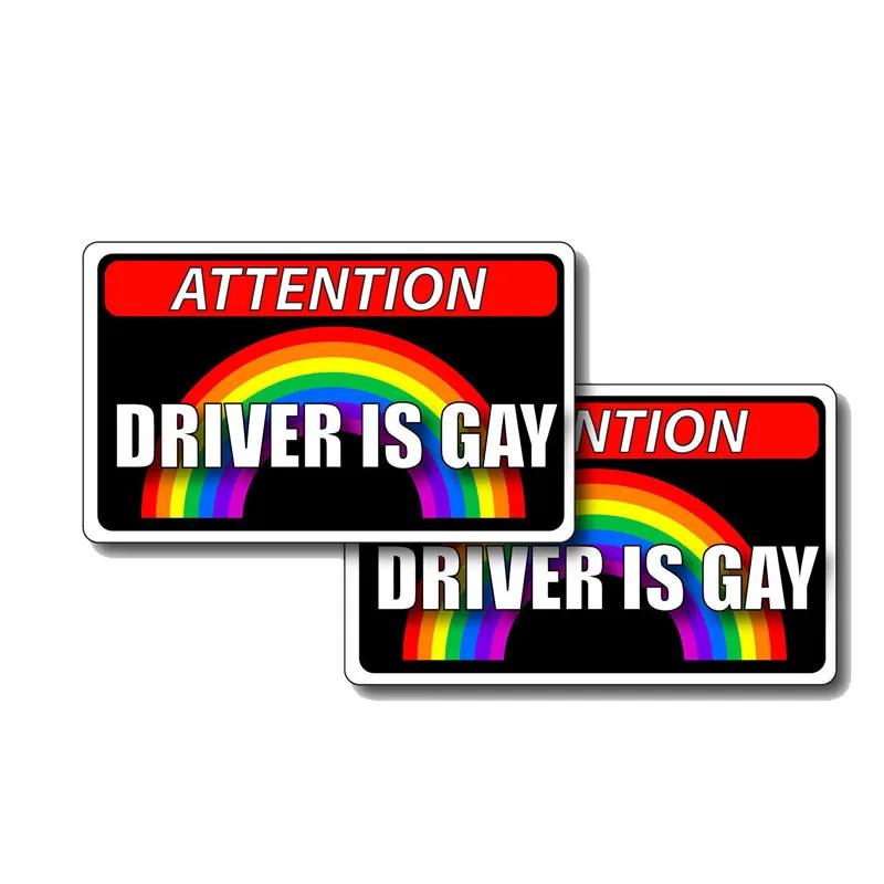 

2 X Creative Car Driver Is Gay PVC Decal Funny Stickers Waterproof Accessories,11cm*6cm