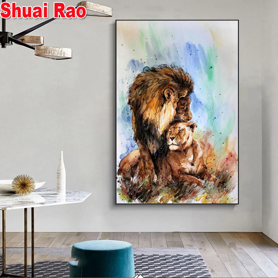 

diamond embroidery animal coloful art,panel 3d painting diamond painting lion Home Decoration diamond mosaic cross stitch