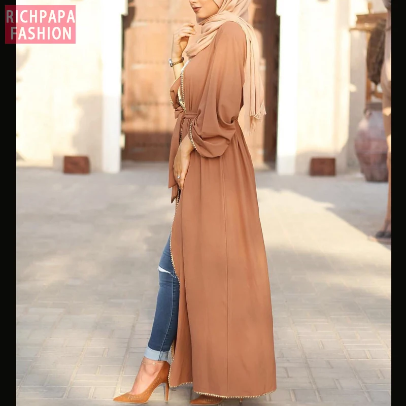 Женское открытое кимоно-абайя мусульманский Дубай 2019 кафтан женский