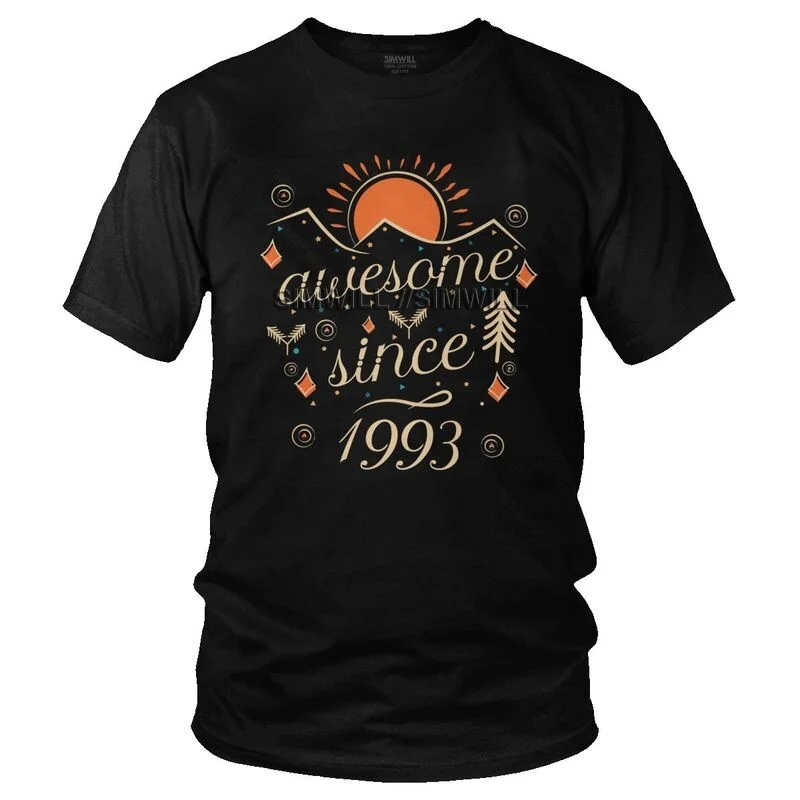 

Awesome Since 1993 T-Shirts Men Summer T Shirt Short Sleeve 28 Years Old 28th Birthday Gift Tshirt Cotton Tee Top Clothing