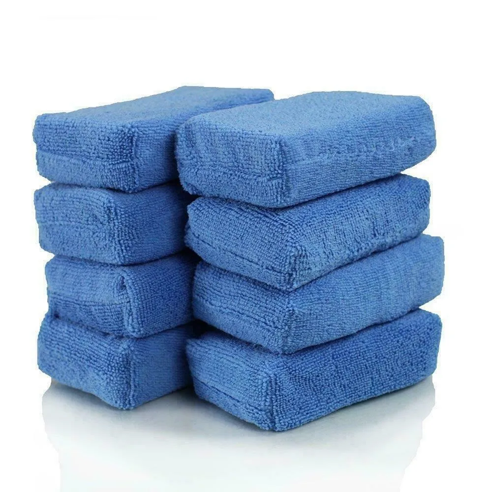 

4/8 PCS Blue Microfiber Applicator Sponge Pads Car Wash Wax Polish 12x8x3.5cm Car Cleaning Tools For Evenly Applying Wax