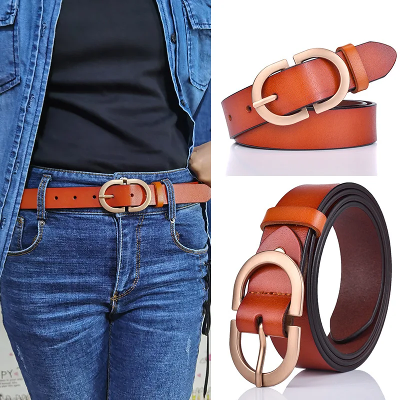 

2021－ELEGZO Fashion Waistband High quality double layer cowhide unisex belt retro jeans belt
