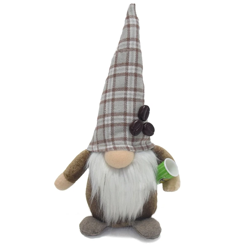

Coffee Gnome Plaid Swedish Tomte Gnome,Coffee Bar Decoration Gift Coffee Scandinavian Figurine Nordic Plush Farmhouse Home Decor