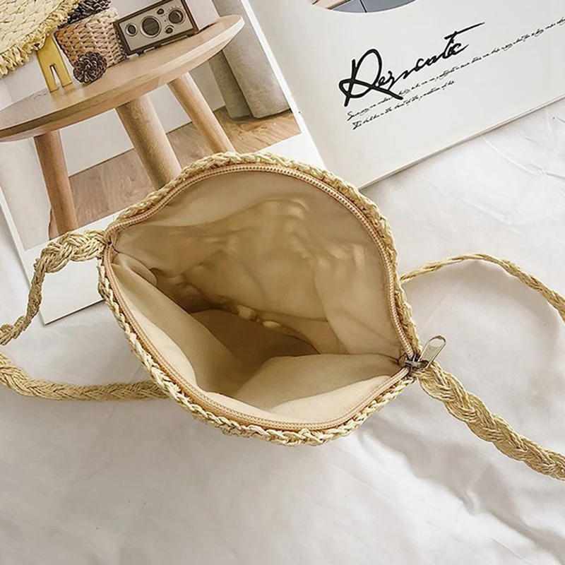 Модные круглые соломенные сумки через плечо для женщин плетеные дорожные