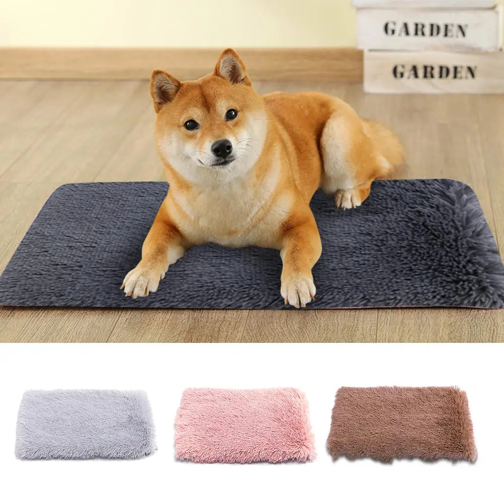 Pet Long Plush Bed Dog Cat Blankets Fluffy Mats Soft Thin Covers For Large Dogs Solid Cats Mattress Blanket